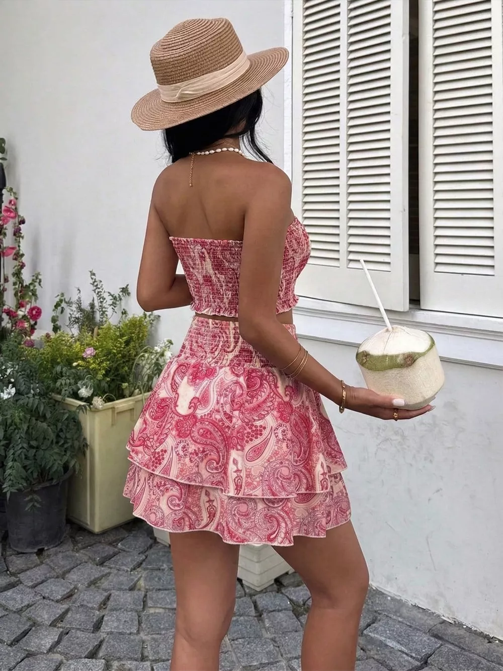 Paisley Print Tube Top and Ruffle Mini Skirt Set, image 7