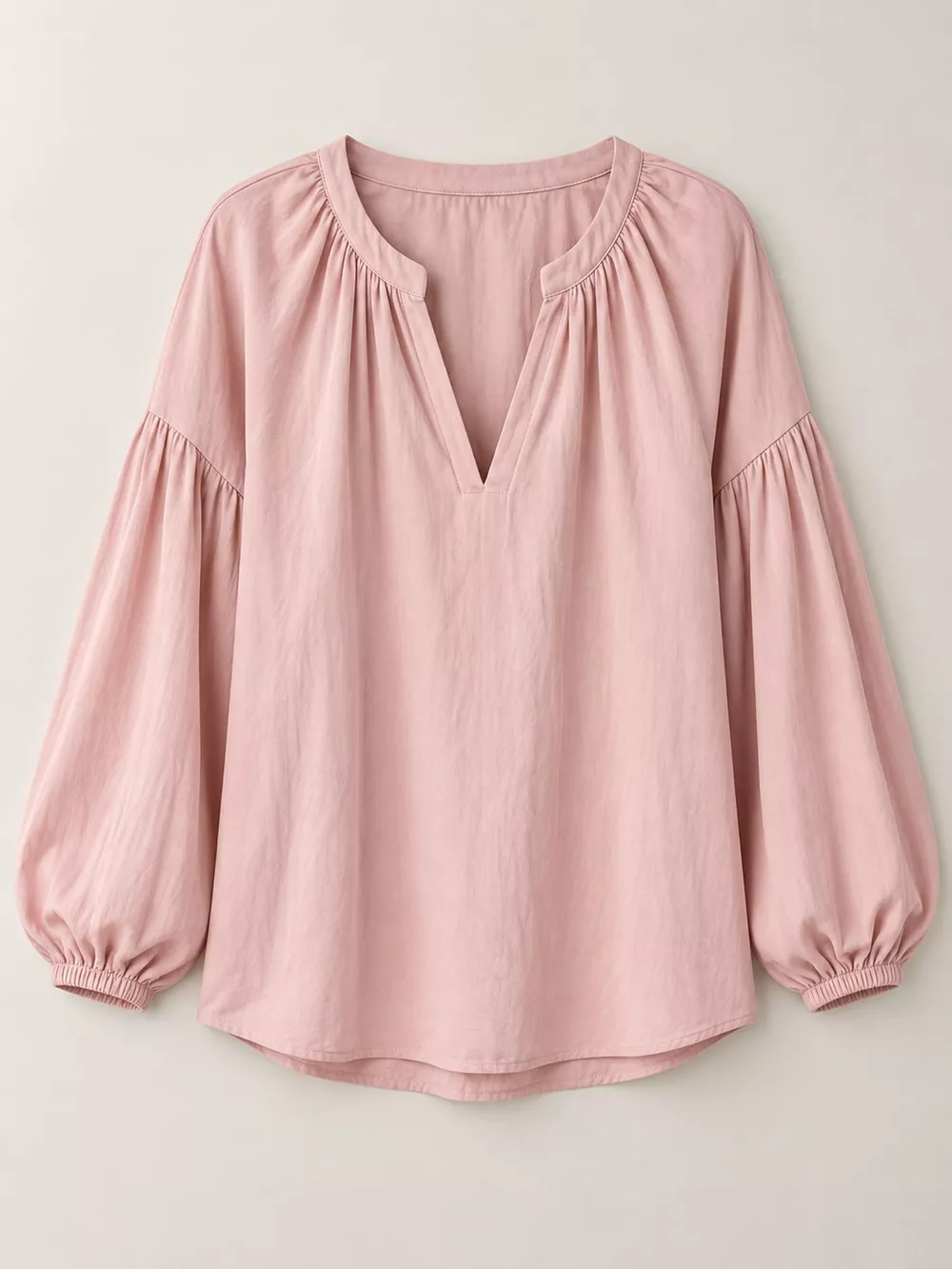 Full Size Notched Balloon Sleeve Blouse Plus Size, image 30