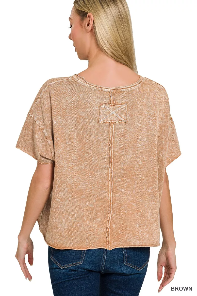 Halo Washed Cotton Short Sleeve Top, image 3