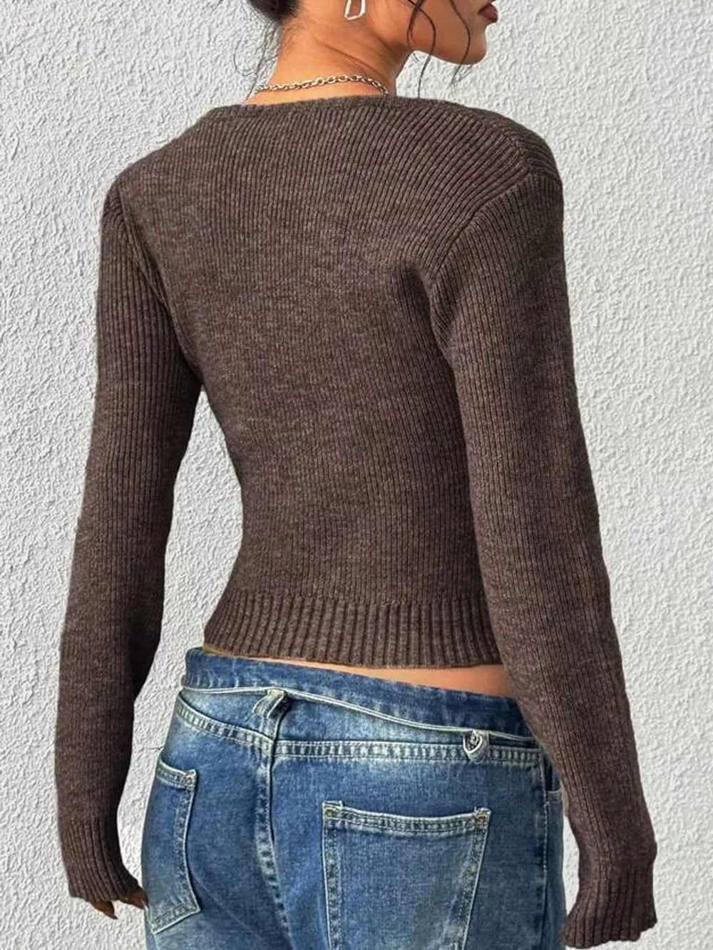 Scoop Neck Ribbed Knit Slim-Fit Sweater, image 5