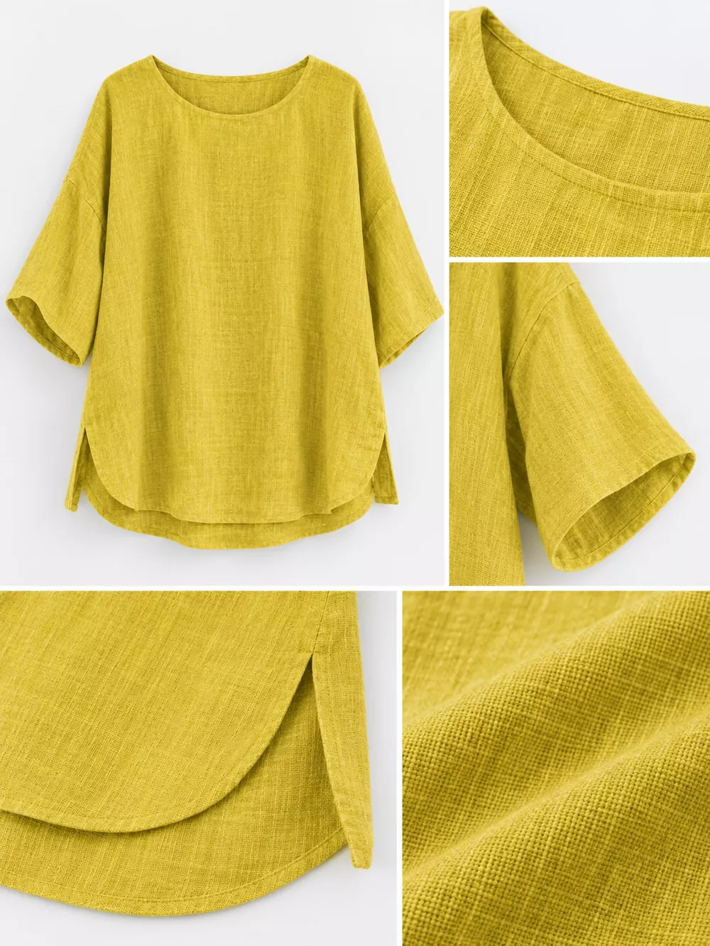 Full Size Loose Fit Linen Blend Blouse Plus Size, image 9