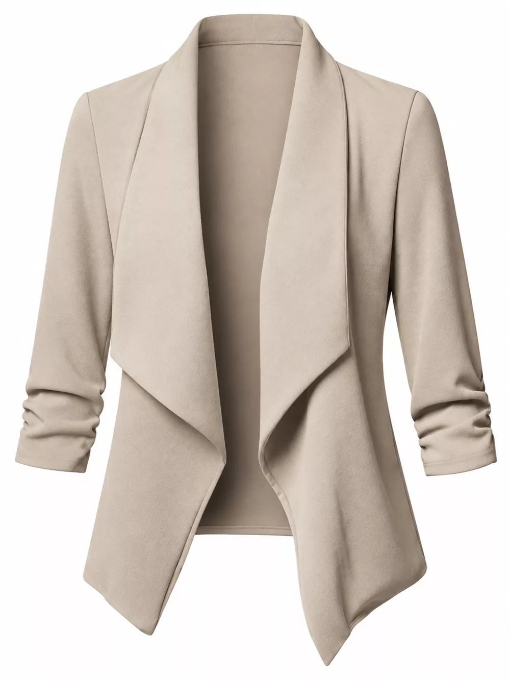 Full Size Open Front Drape Blazer with 3/4 Ruched Sleeves Plus Size, image 6