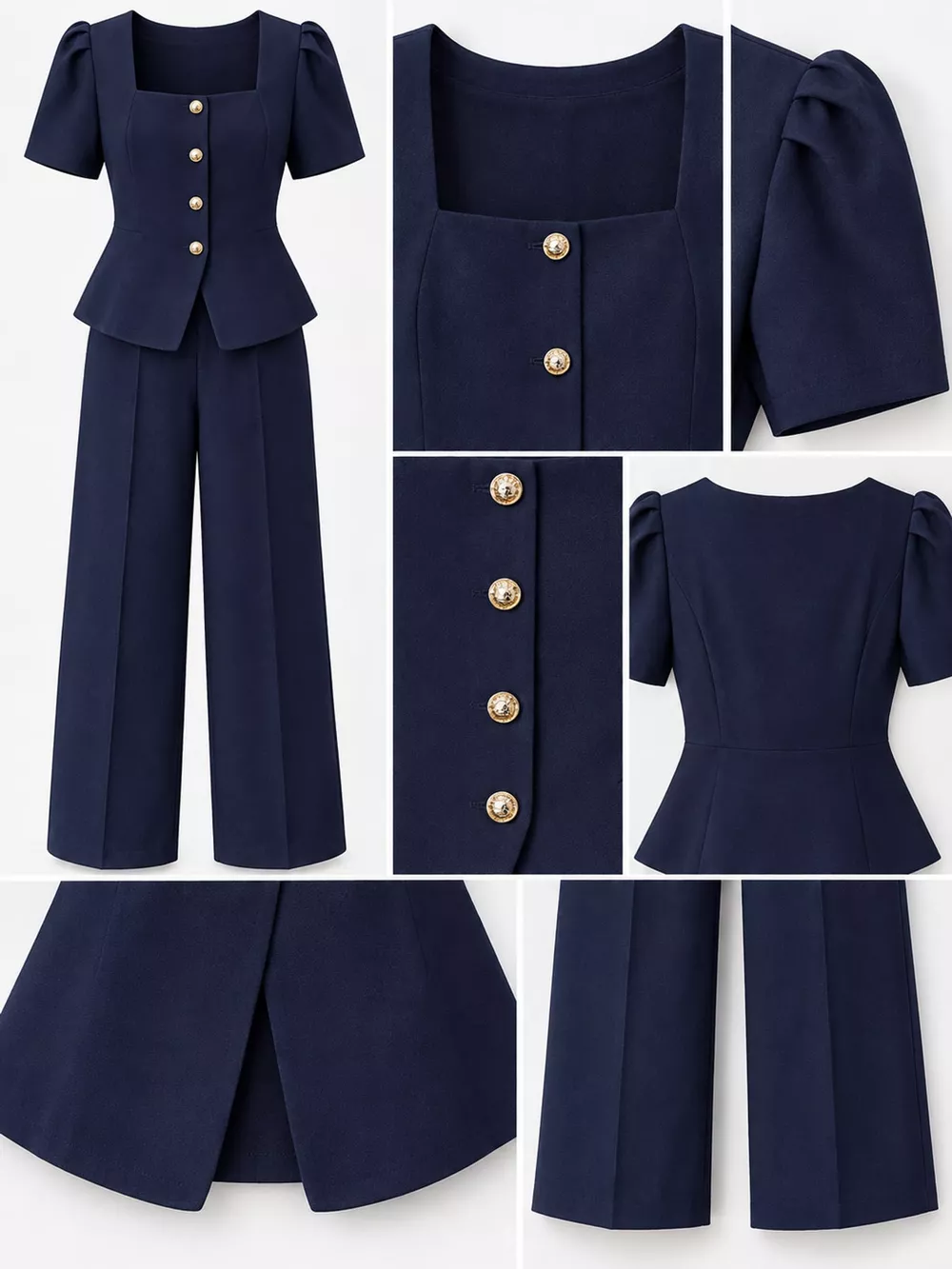 Plus Size Peplum Top and Wide-Leg Pants Two-Piece Set, image 14