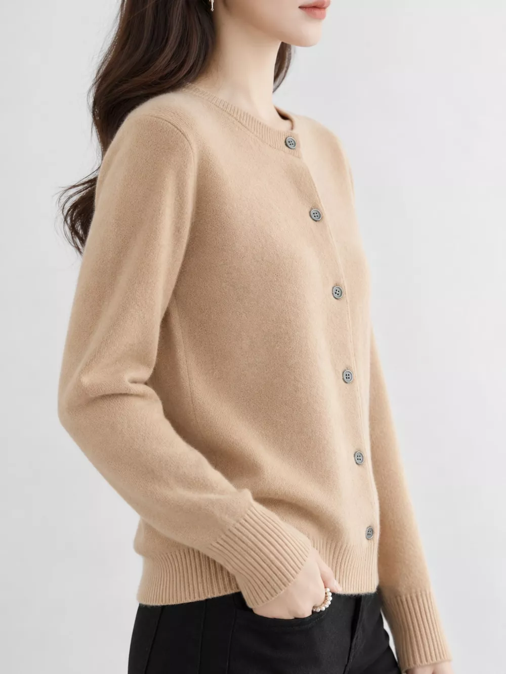 Crew-Neck Button-Down Cardigan, image 22