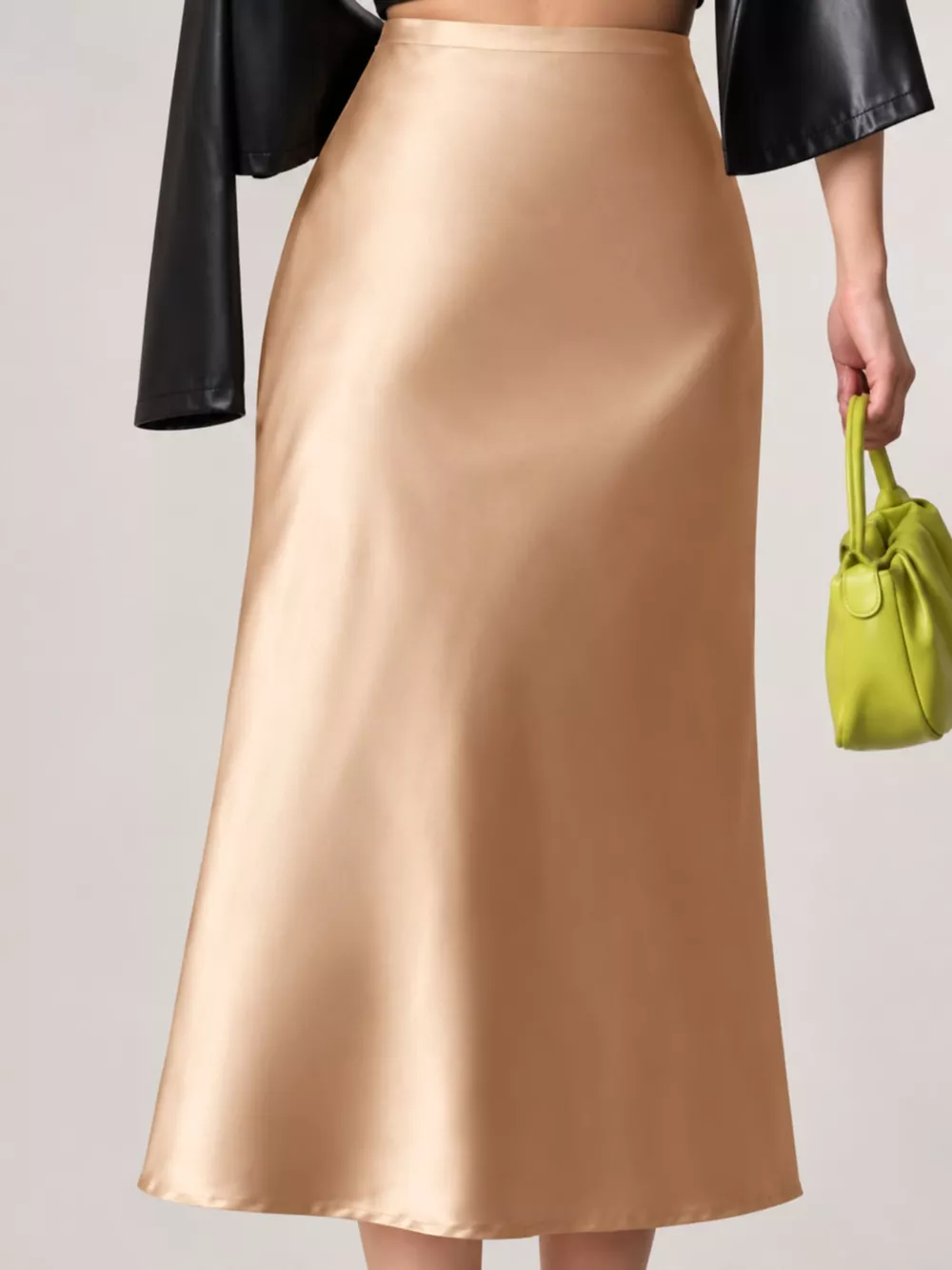 High-Waisted Satin Midi Skirt, image 10