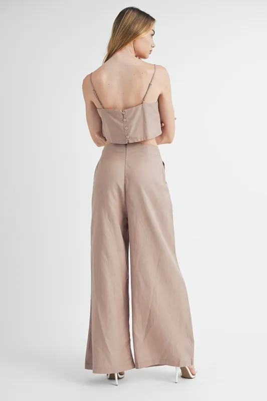 Linen Mix Crop Cami and Wide Leg Pants Set, image 2