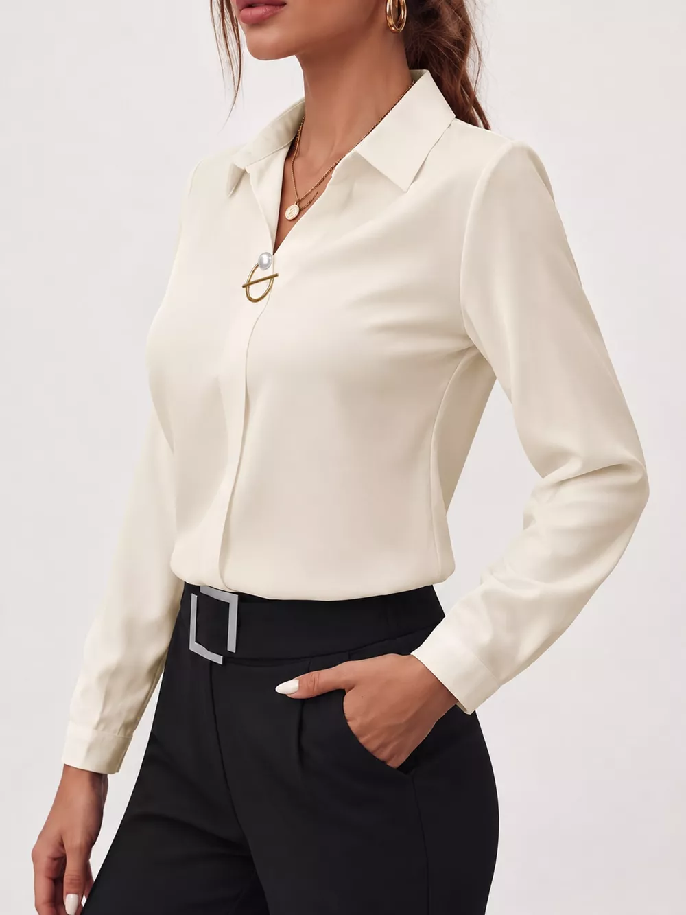 Long Sleeve Satin Blouse, image 55