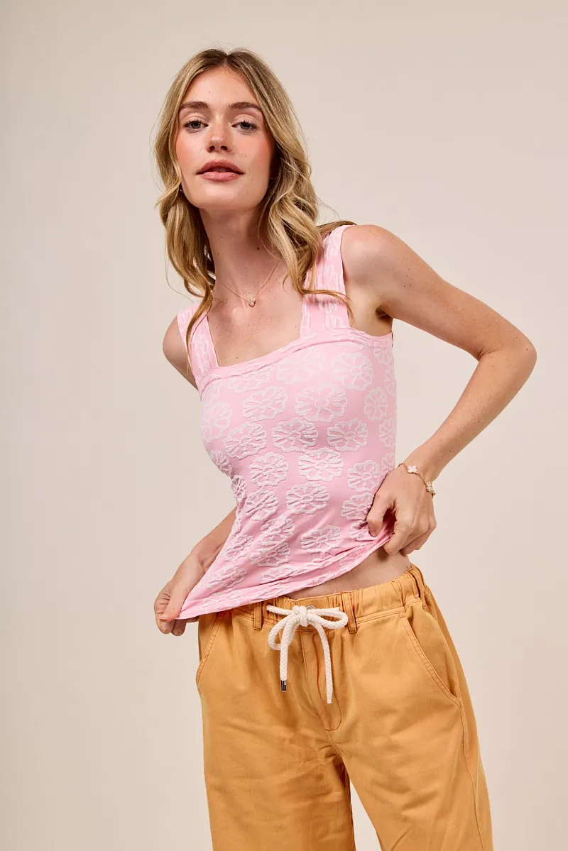 Two Tone Floral Seamless Tank Top, image 2