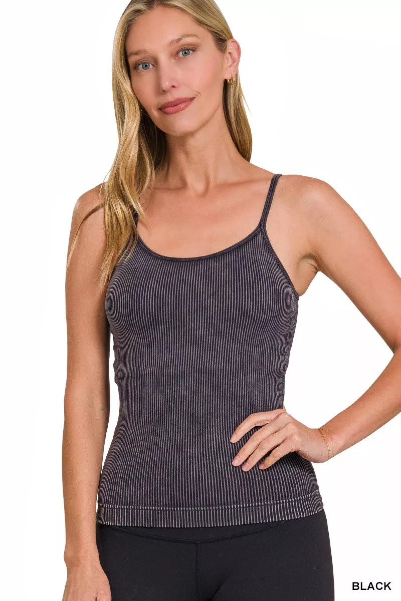 Stone Washed Ribbed Seamless Tank Top, image 3
