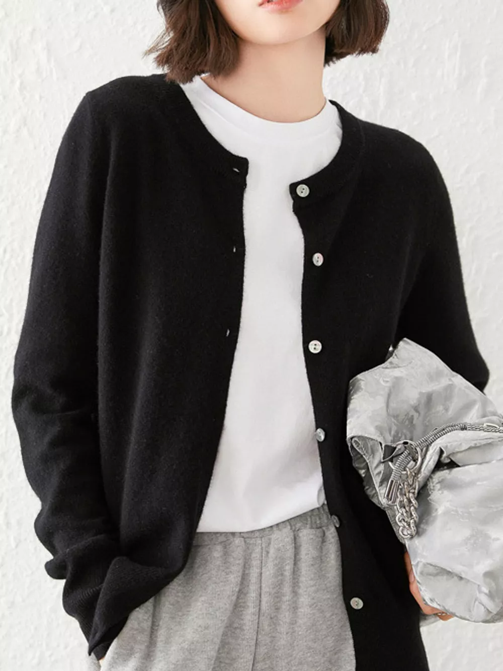 Crew Neck Button-Down Cardigan, image 8