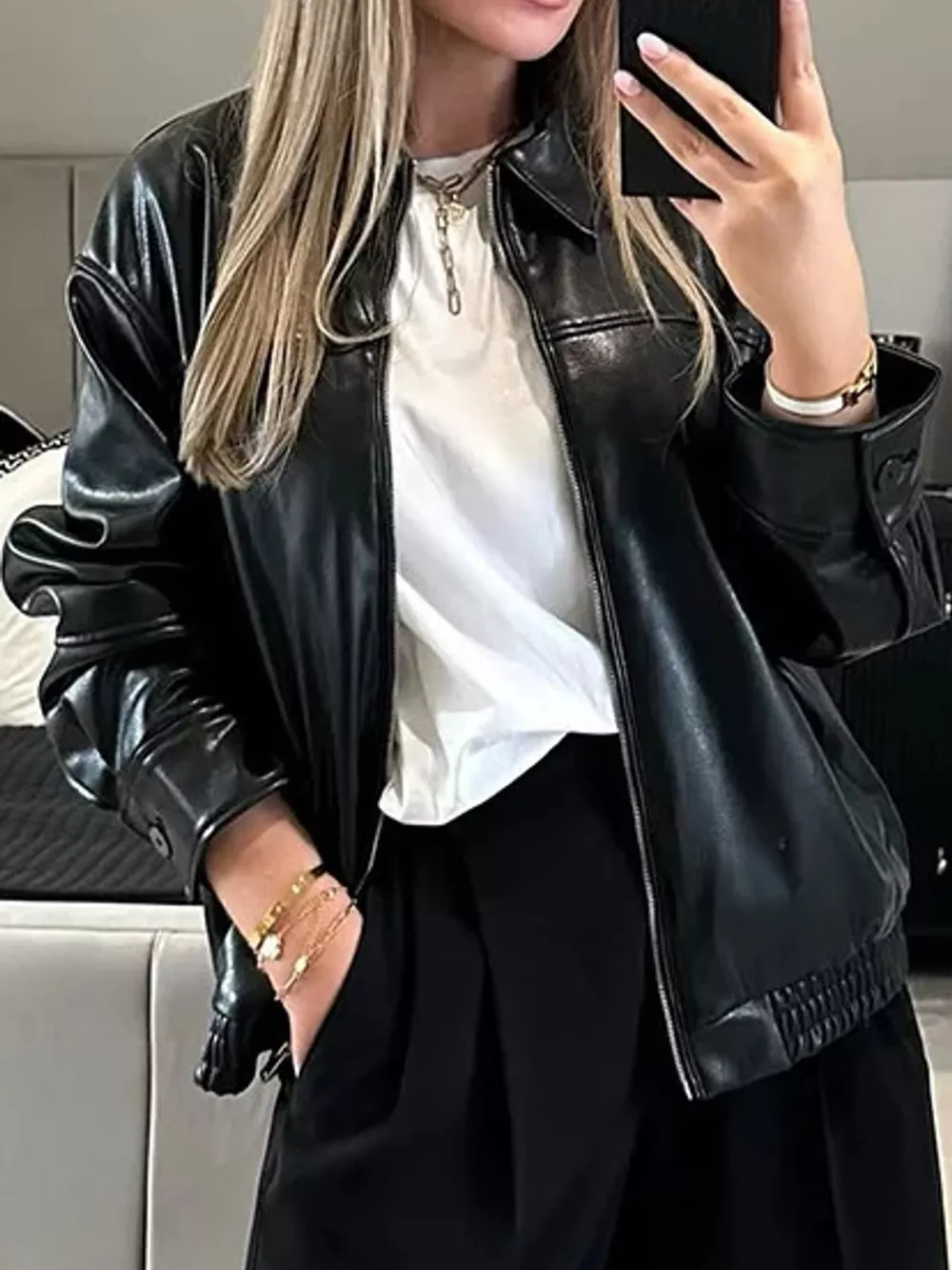 Zip Up Dropped Shoulder Jacket