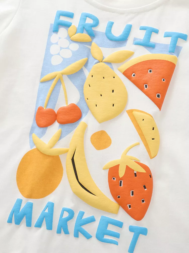Children's Fruit Market Graphic Tee and Gingham Shorts Set, image 4