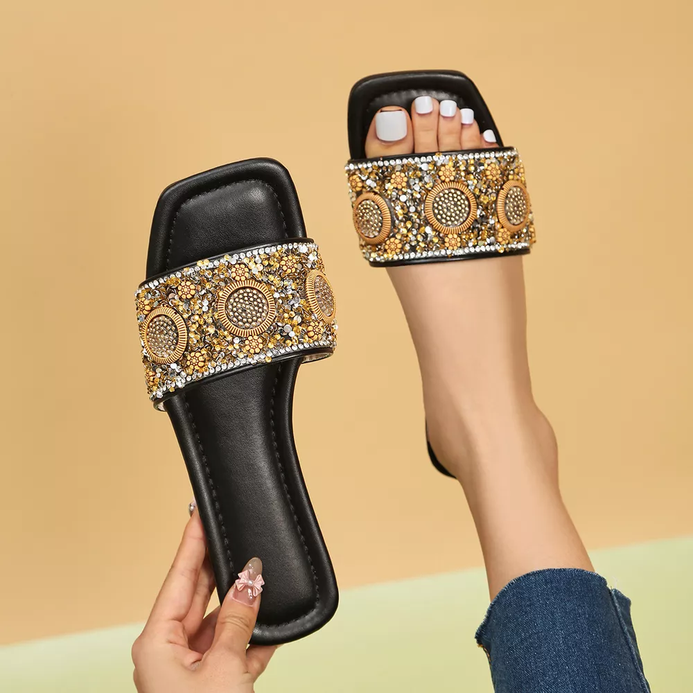 Rhinestone Open Toe Sandals, image 2