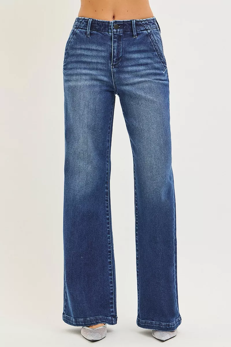 High Rise Wide Leg Slanted Pocket Jeans, image 4