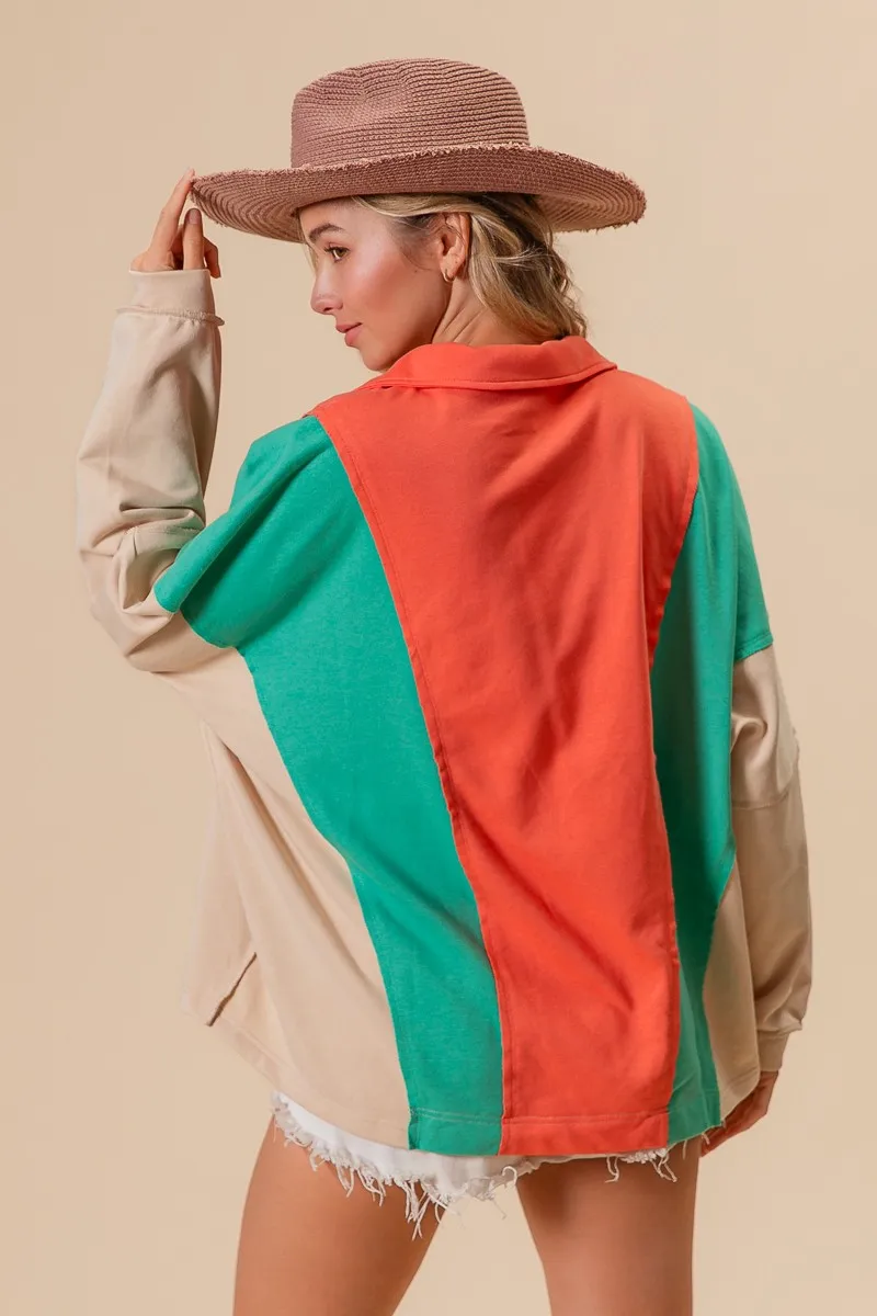 Colorblock Exposed Seam French Terry Sweatshirt, image 13