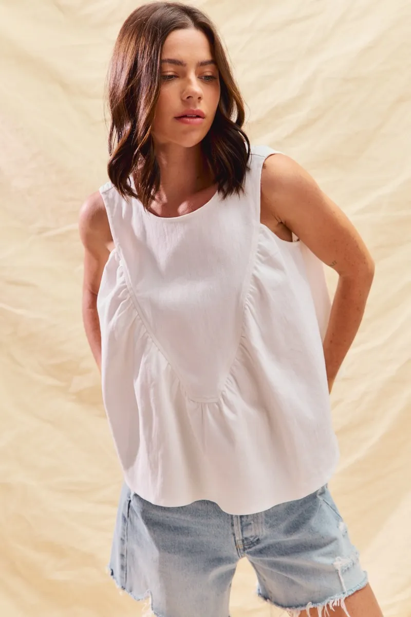 Game Day Color Denim Ruched Sleeveless Top, image 2