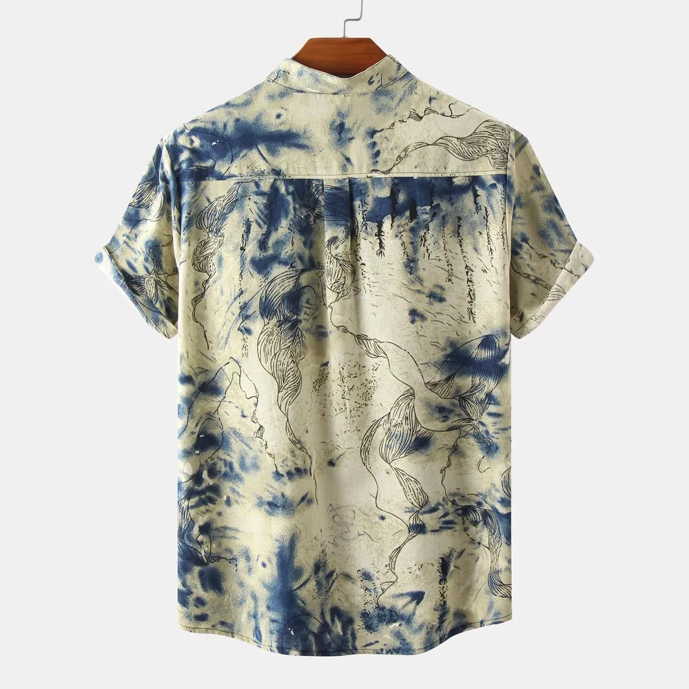 Men's Vintage Print Short Sleeve Shirt, image 2
