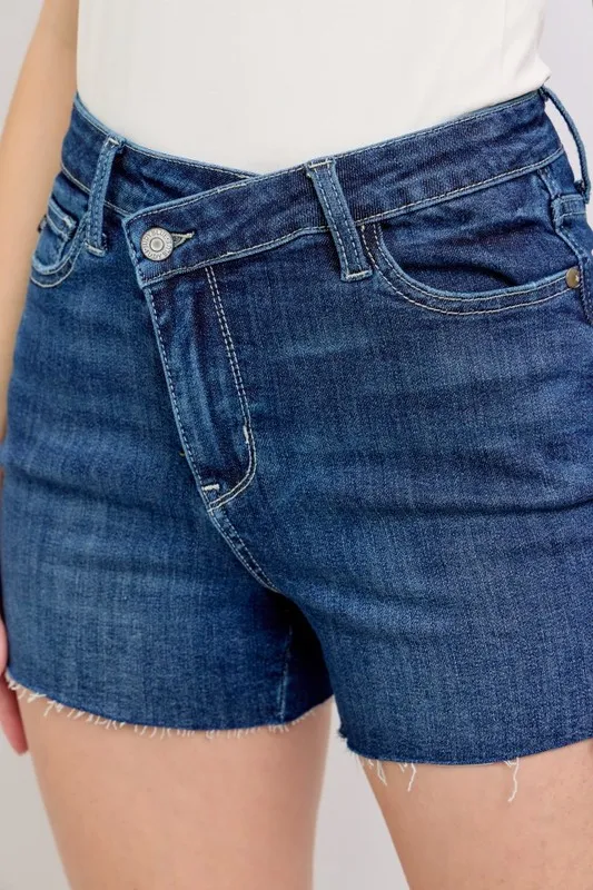 Full Size High Waist Criss-Cross Waistband Denim Shorts Plus Size, image 14