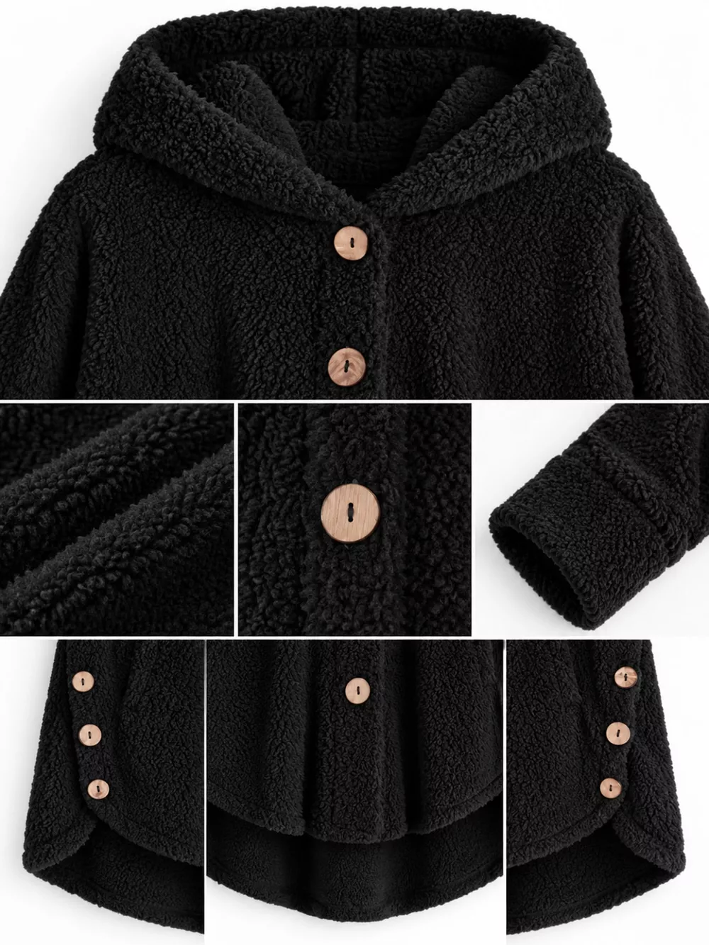 Full Size Fleece Button Up Hooded Outerwear Plus Size, image 4