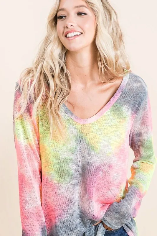 Tie Dye Print Low Gauge Knit Top, image 8