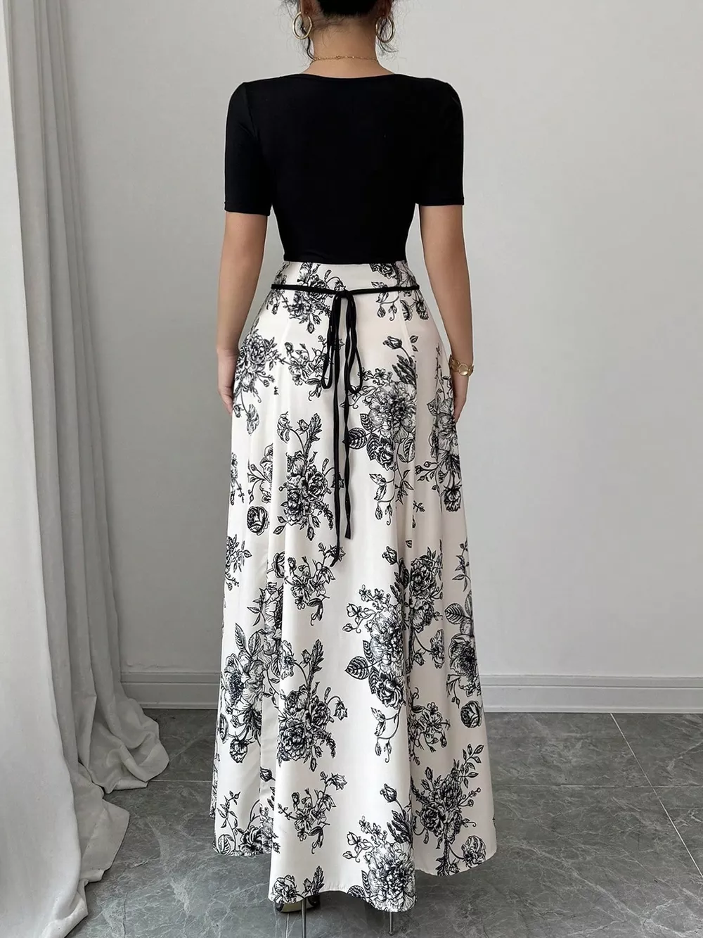 Floral Print Square Neck Maxi Dress, image 5