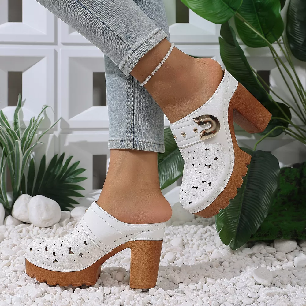 Round Toe Block Heels Sandals, image 5
