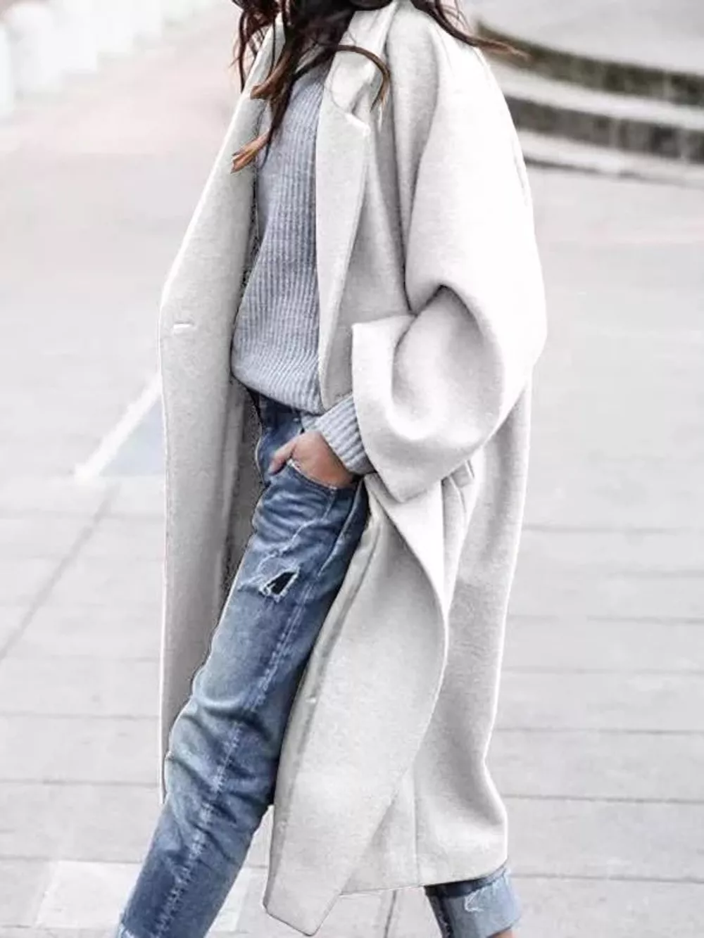 Full Size Lapel Collar One Button Coat Plus Size, image 29