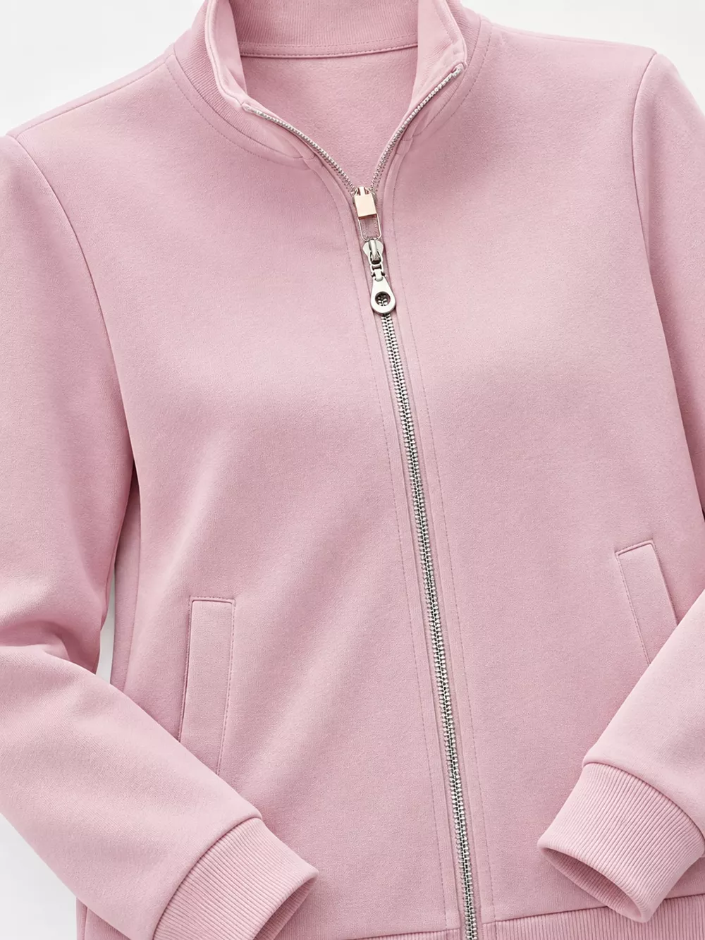Full Size Stand-Collar Zip-Up Sweatshirt Plus Size, image 20