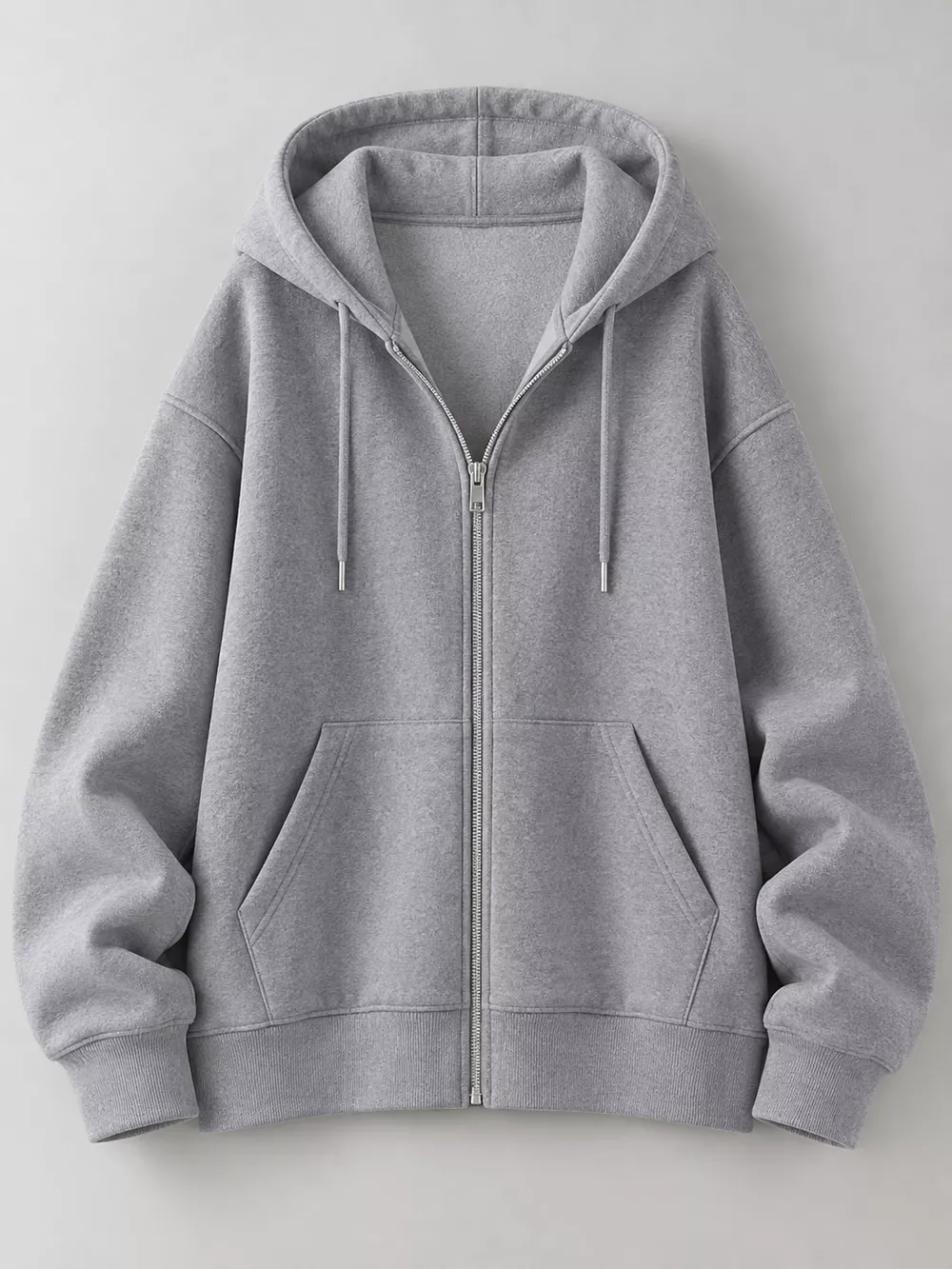 Full Size Zip-Up Dropped Shoulder Hoodie Plus Size, image 6