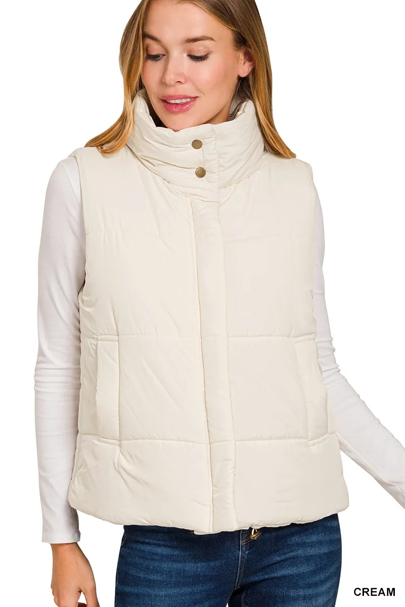 High Neck Zip-Up Vest Coat, image 3