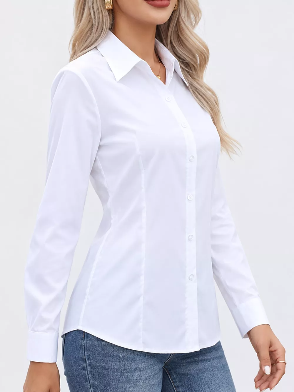 Full Size Button-Down Long Sleeve Shirt Plus Size, image 3