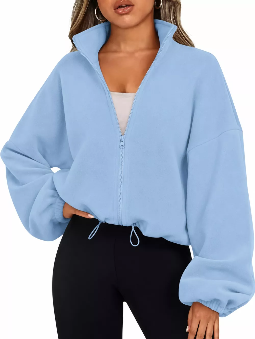 Drawstring Hem Zip Up Jacket, image 21