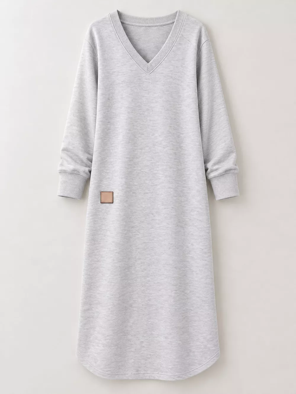 Full Size V-Neck Long Sleeve Midi Dress Plus Size, image 5