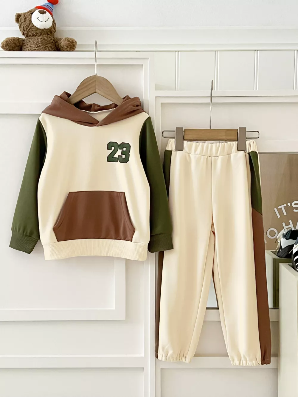 Children's Color Block Hoodie and Pants Set