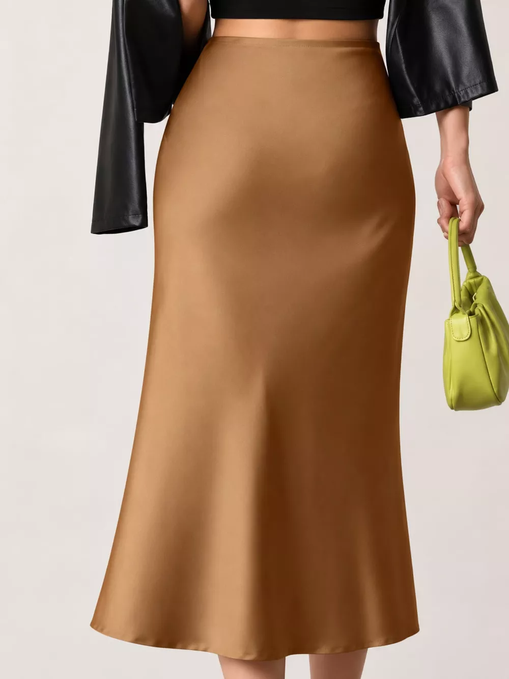 High-Waisted Satin Midi Skirt, image 29