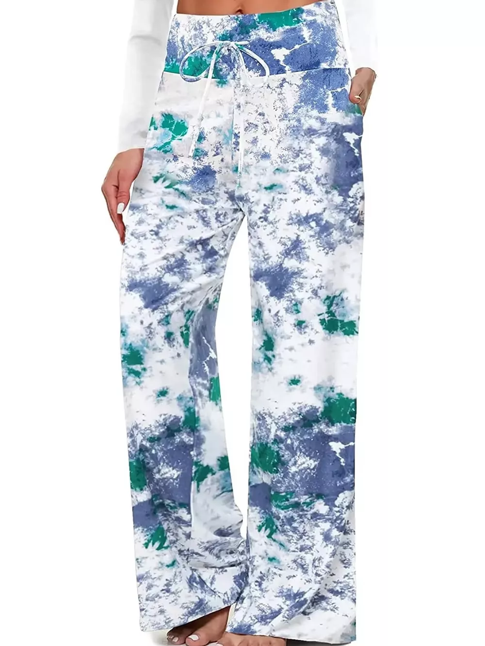 High-Waisted Wide-Leg Lounge Bottoms with Pockets, image 23