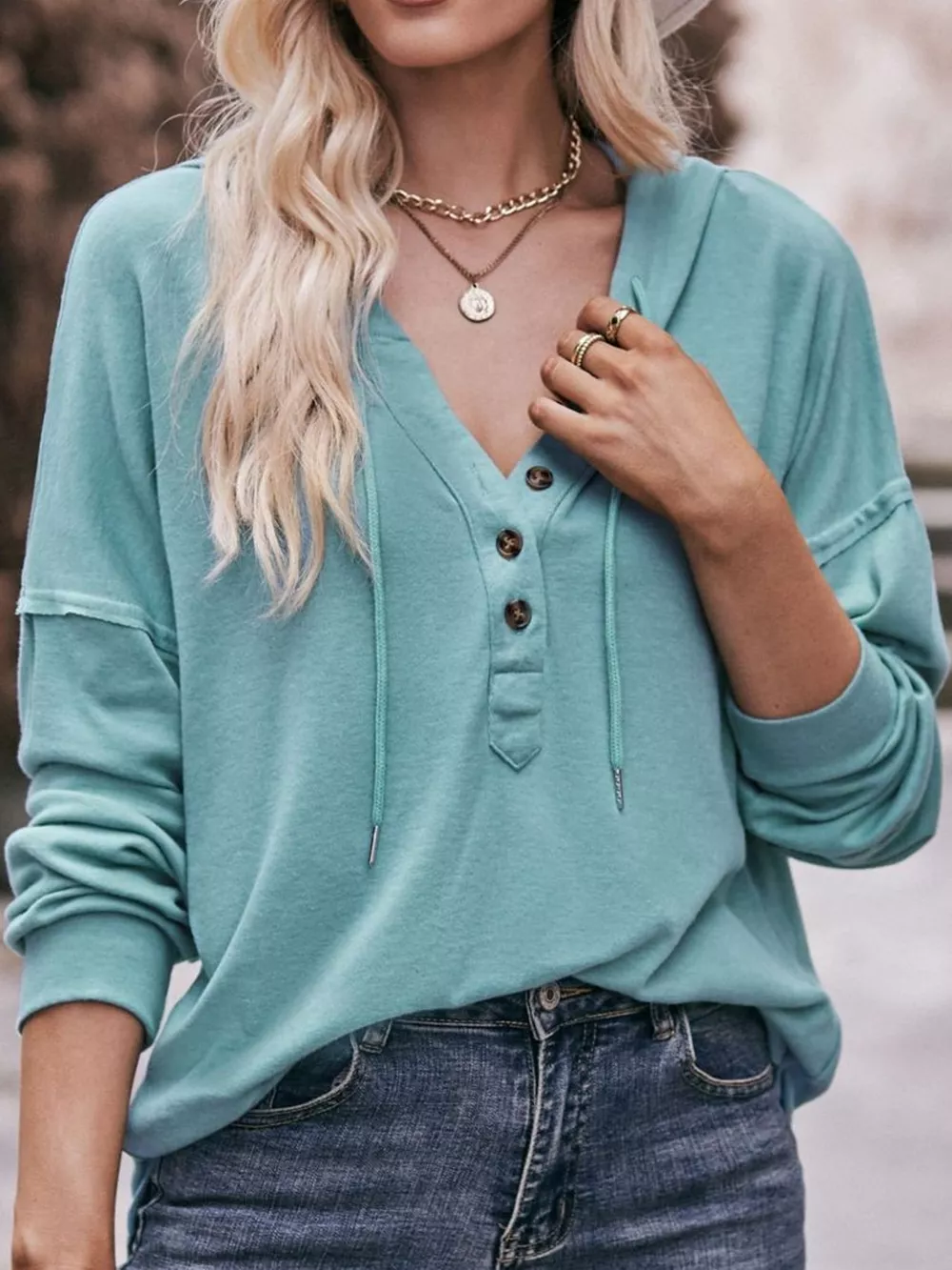Drawstring Dropped Shoulder Hoodie, image 18