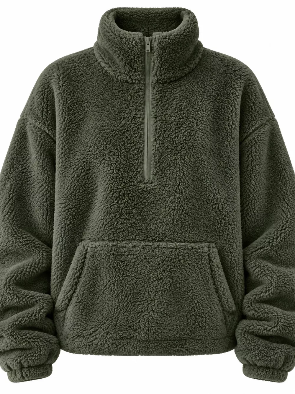 Full Size Sherpa Quarter-Zip Turtleneck Sweatshirt Plus Size, image 10
