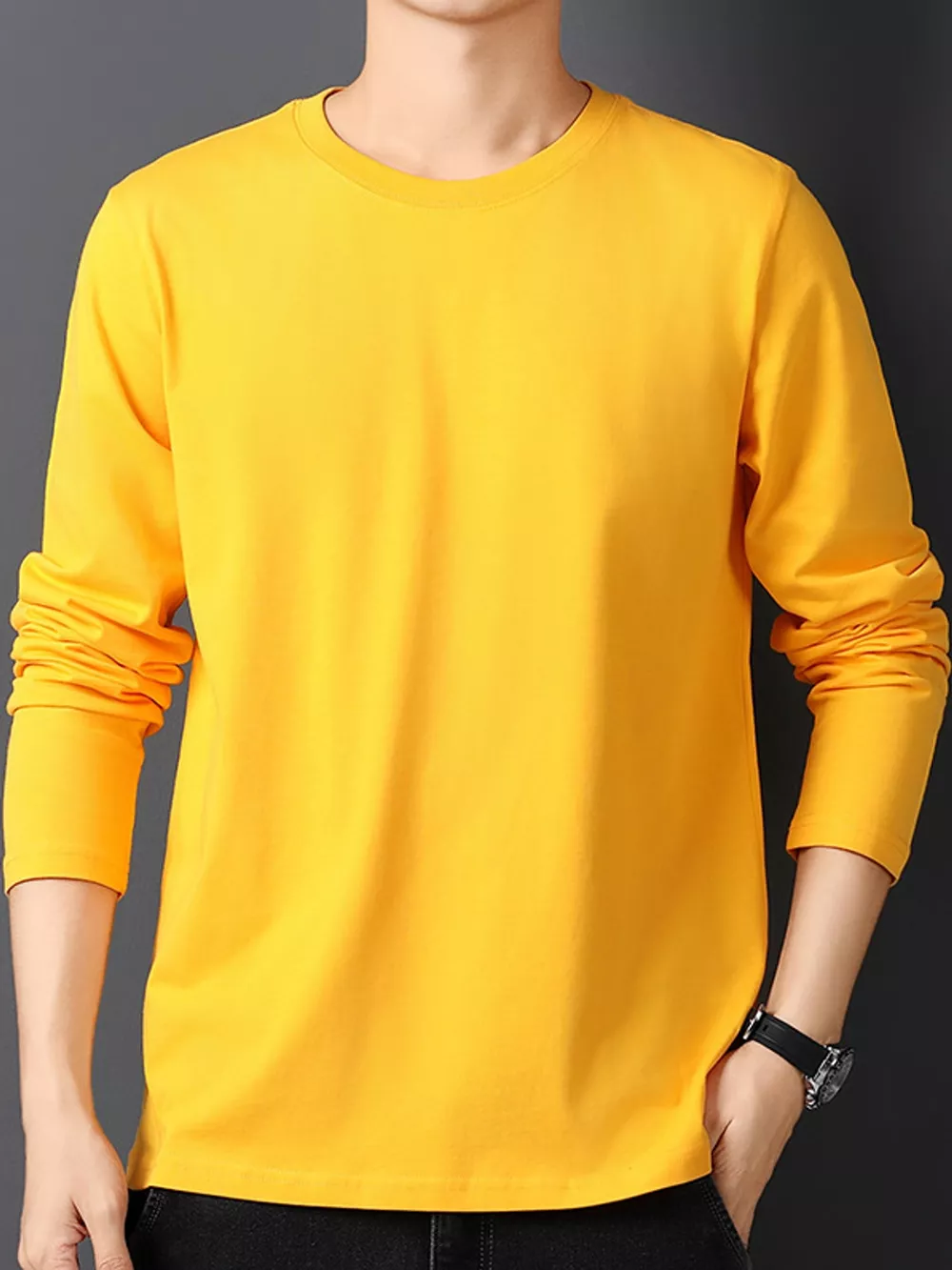 Men's Plus Size Round Neck Long Sleeve T-Shirt, image 50
