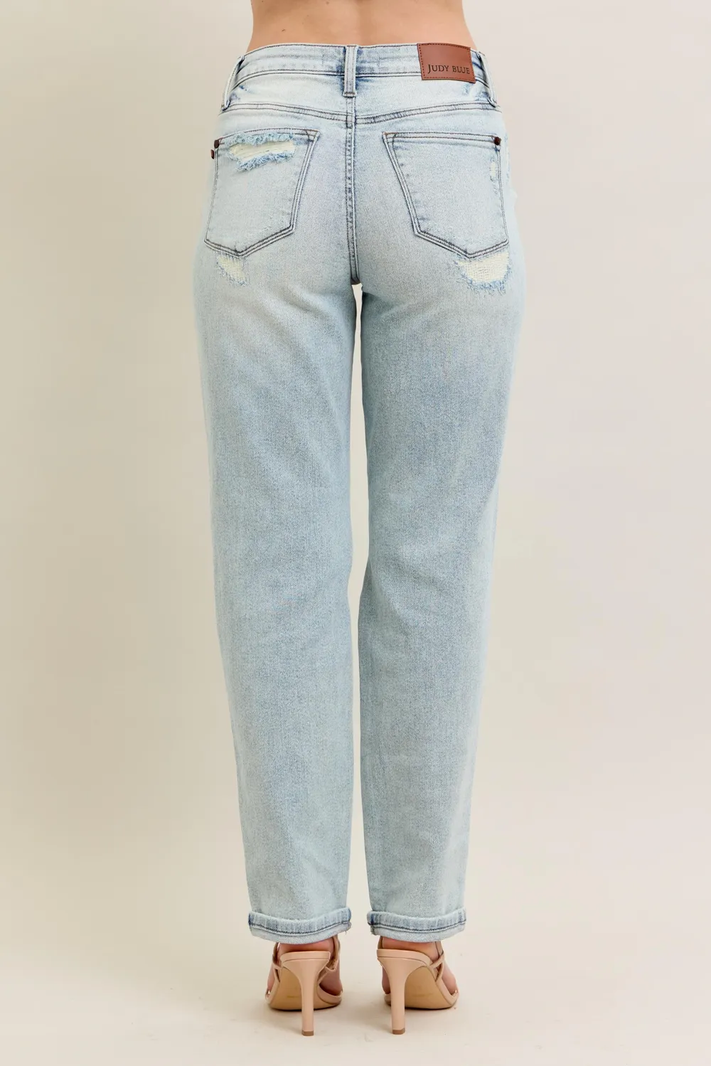 Full Size Mr Repair Stitch Detail Destroy Single Cuff Bf Jeans Plus Size, image 6