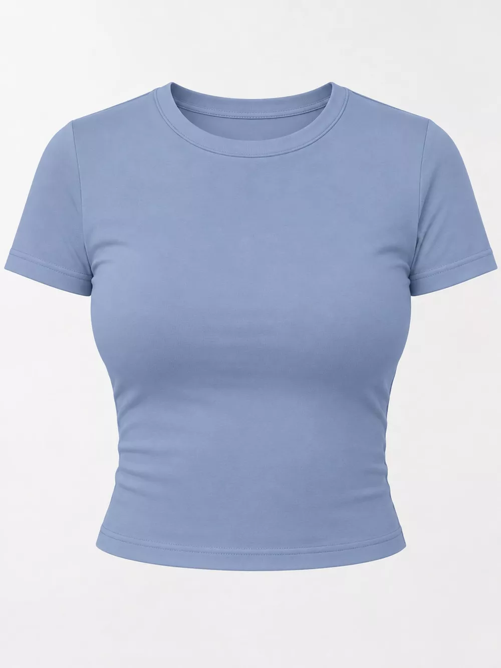 Slim Fit Basic Crew Neck Short Sleeve Crop T-Shirt, image 46
