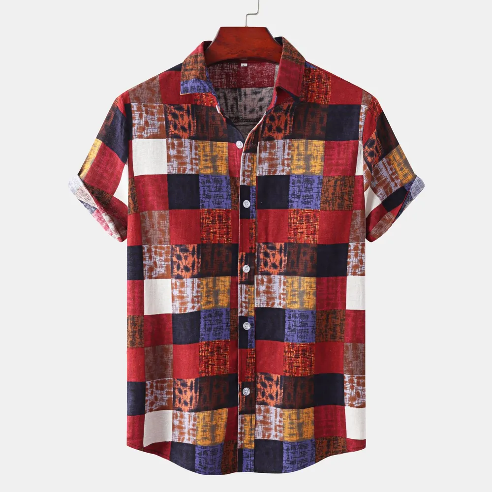 Men's Plus Size Plaid Button Up Short Sleeve Shirt, image 2