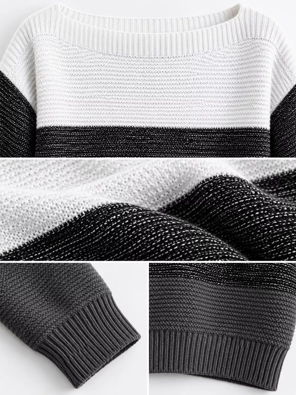 Full Size Color-Block Boat Neck Sweater Plus Size, image 5