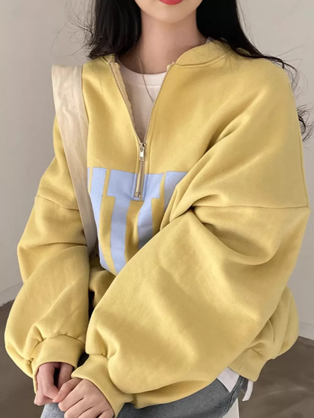 Half-Zip Letter Graphic Sweatshirt, image 2