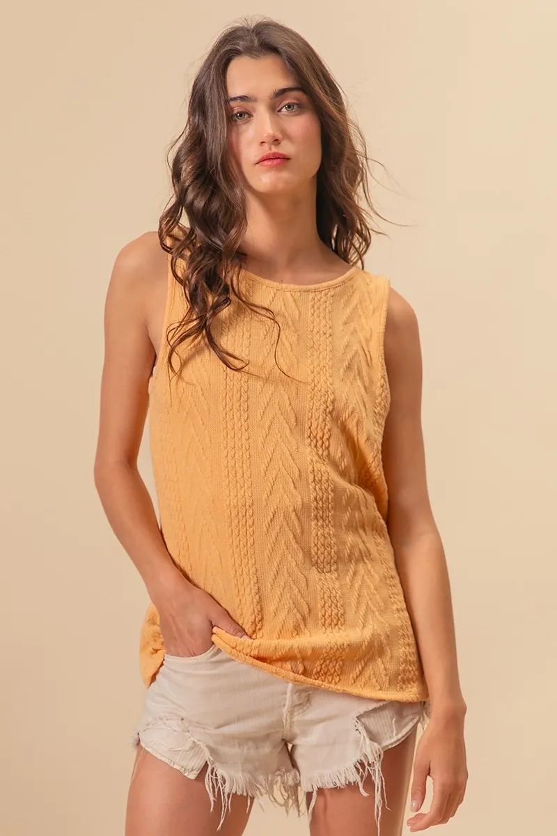 Textured Sweather Knit Twist Back Sleeveless Top, image 3