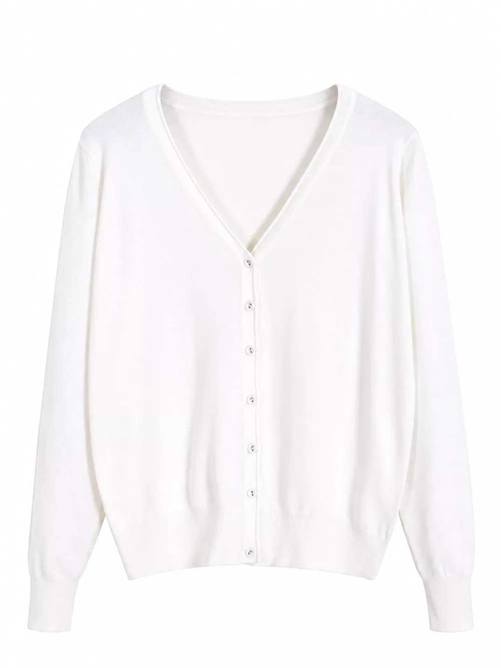 Classic V-Neck Button-Down Knit Cardigan, image 4