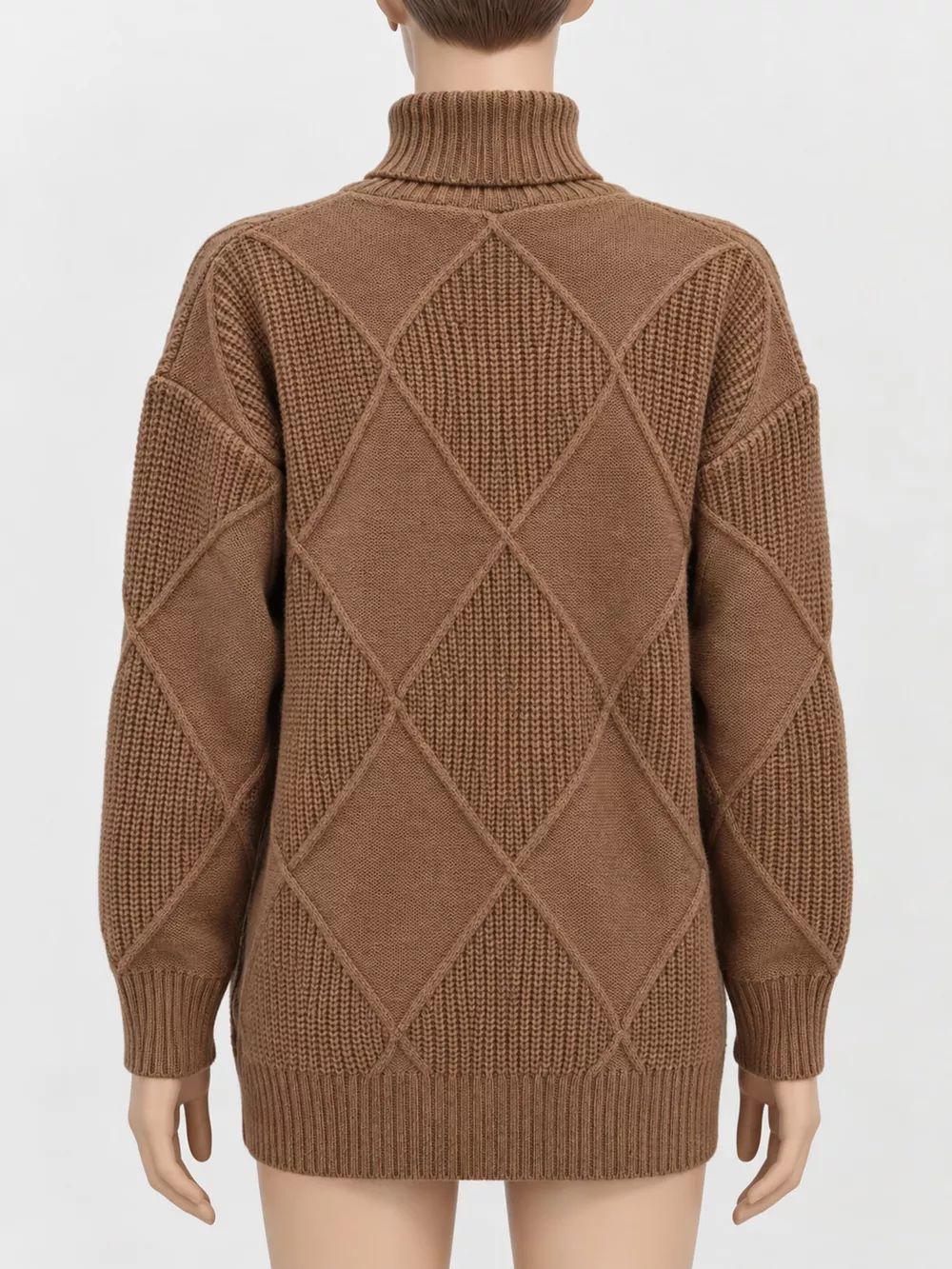 Full Size Diamond Pattern Turtleneck Sweater Plus Size, image 32