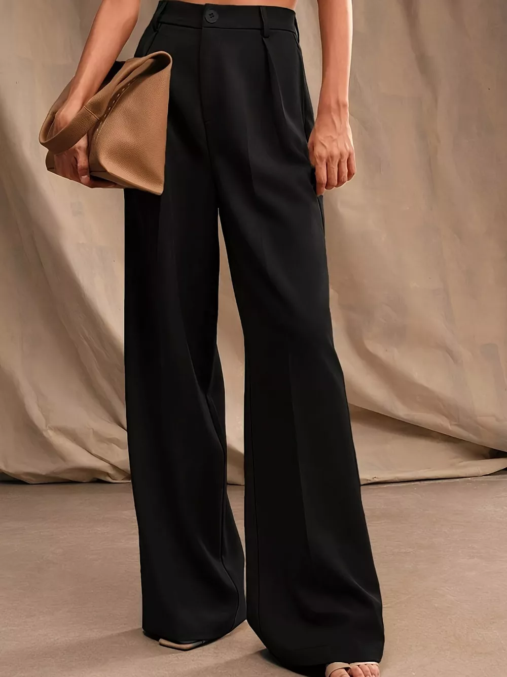 High-Waisted Pleated Wide-Leg Pants, image 2