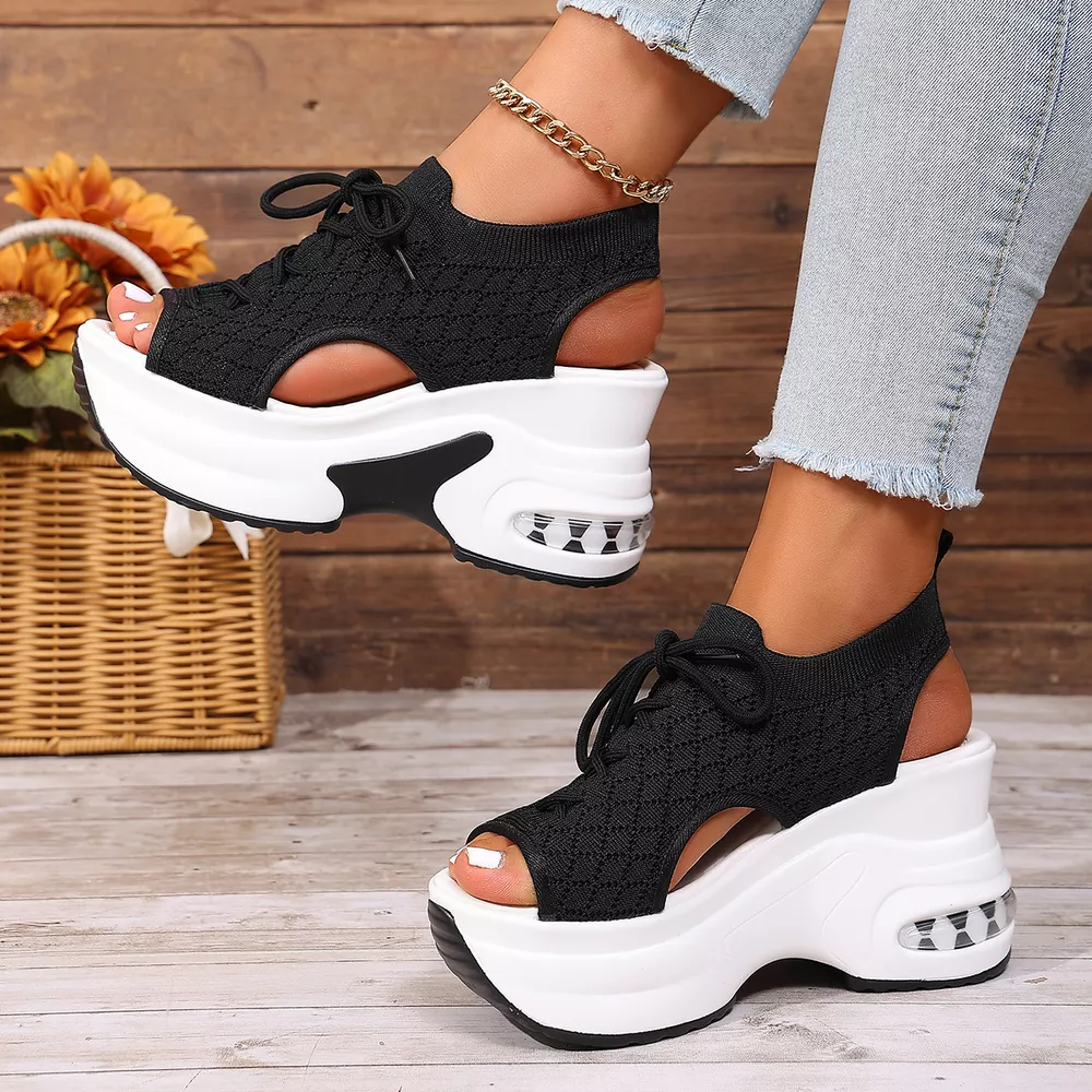Peep Toe Wedge Sandals, image 7