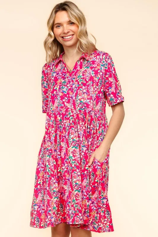 Johnny Collar Babydoll Dress with Side Pockets, image 2